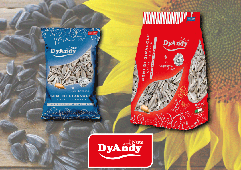 confezioni di semi di girasole bianchi e neri DyAndy Nuts